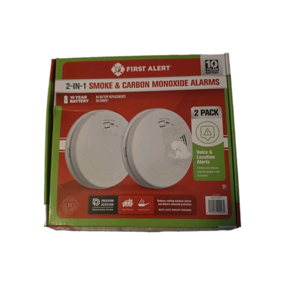 First Alert SMC0210V Smoke & Carbon Monoxide Alarm 2 Pack White Good Voice Alert